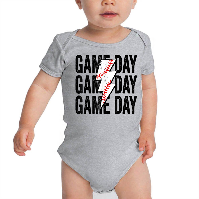 Vintage Game Day Baseball Lightning Bolt Funny Team Sport T Shirt Baby Bodysuit by judexynuk | Artistshot