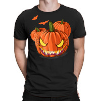 Scary Flying Bats Jack O Lantern Spooky Halloween Pumpkin T-shirt | Artistshot