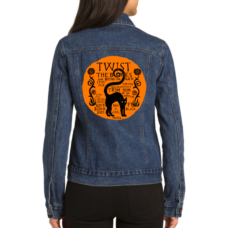 Wichita Copita Spell Black Cat Quote Halloween Pullover Hoodie Ladies Denim Jacket by cm-arts | Artistshot