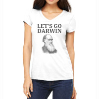 Lets Go Darwin - Charles Darwin Portrait Women's V-neck T-shirt | Artistshot