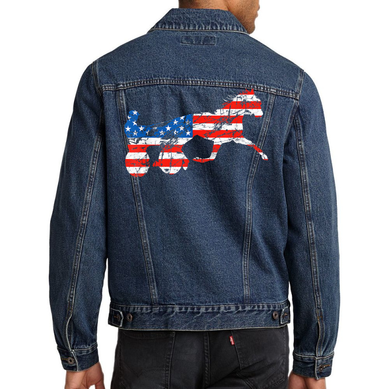 Vintage Harness Racer Usa Flag Trotting Horse Harness Racer T Shirt Men Denim Jacket | Artistshot