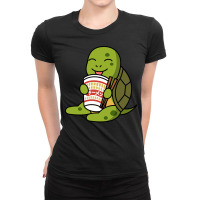 Turtle Eating Instant Ramen Noodles Pet Long Sleeve T Shirt Ladies Fitted T-shirt | Artistshot