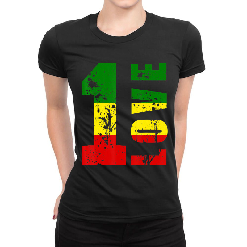 One Love Jamaica Rasta Reggae Music Caribbean Pride Ladies Fitted T-Shirt by Kosdapen517 | Artistshot