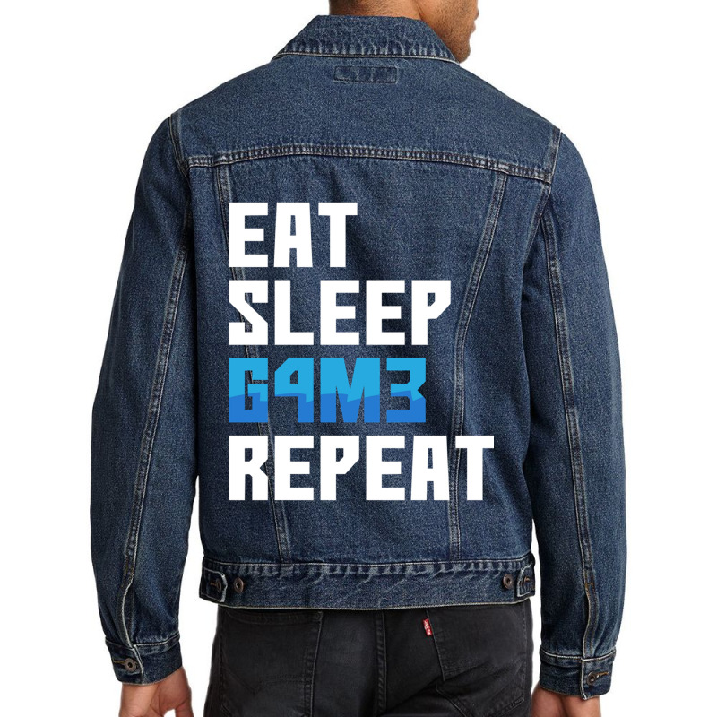 Eat Sleep Game Repeat Funny Leetcode Leet Men Denim Jacket | Artistshot