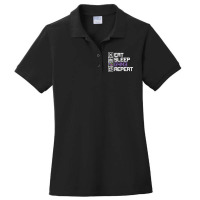 Eat Sleep Game Repeat Mmo Rpg Leetcode Leet Gift Ladies Polo Shirt | Artistshot