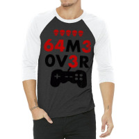 Game Over Leet Code Style - 64m3 0v3r - Red And Black 3/4 Sleeve Shirt | Artistshot