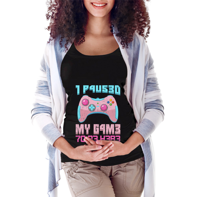 I Paused My Game To Be Here Pink Gamer Girl Leet Maternity Scoop Neck T-shirt by JONAHANDERSON | Artistshot