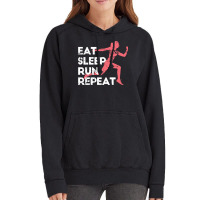 Eat Sleep Run Repeat Track And Field Girl Marathon Running Pullover Ho Vintage Hoodie | Artistshot