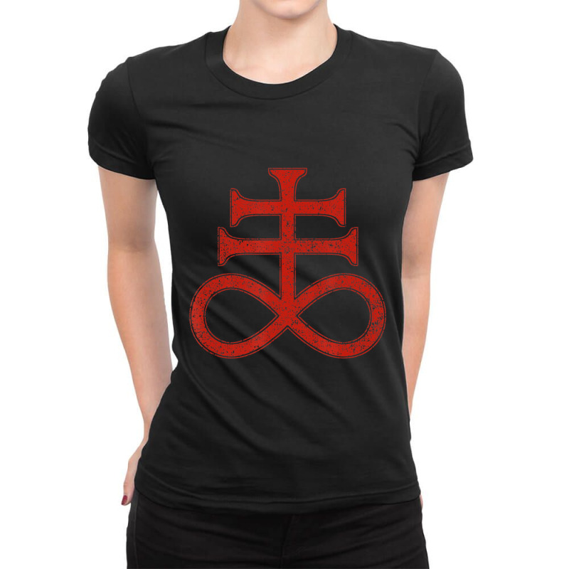 Black Sulphur Symbol Alchemy Leviathan Cross Satan's Cross Ladies Fitted T-Shirt by laughingtuy | Artistshot