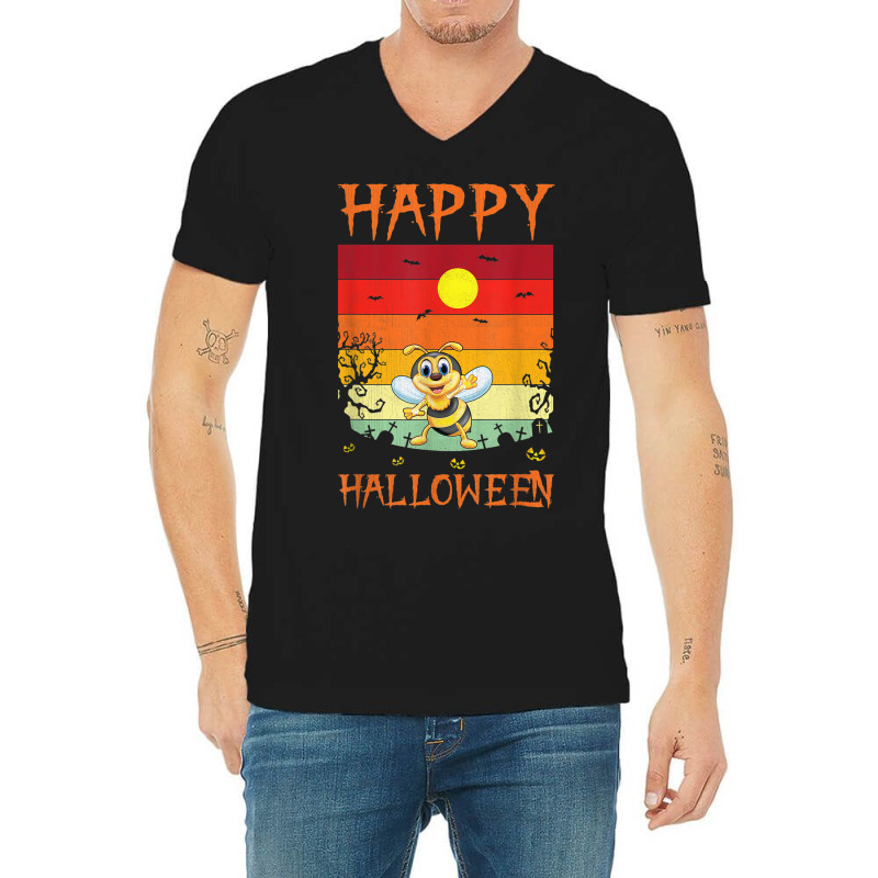 Retro Halloween Costumes Matching Bee Halloween Party V-neck Tee | Artistshot