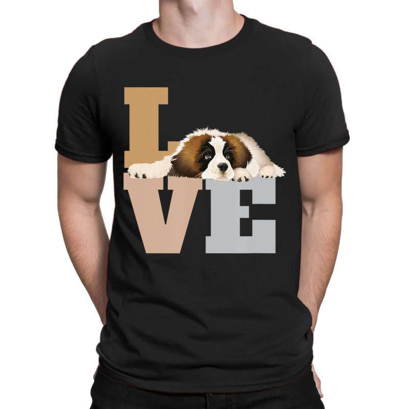 St Bernard Lazy Puppy Dog Slobbers On Word Love T-shirt | Artistshot