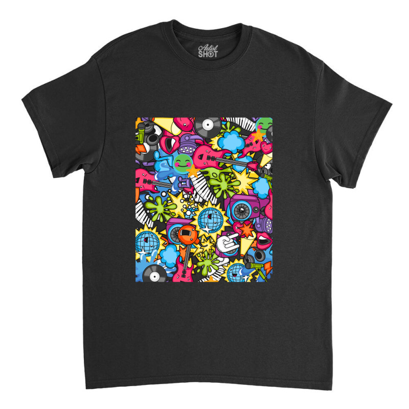 Cute Colorful Musical Instruments Pattern Classic T-shirt by cm-arts | Artistshot