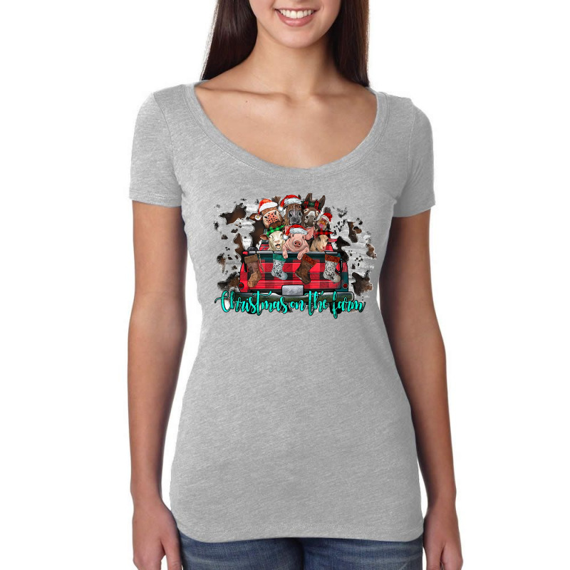 Christmas On The Farm Merry Christmas Farm Animals Western Tank Top Women's Triblend Scoop T-shirt by cm-arts | Artistshot