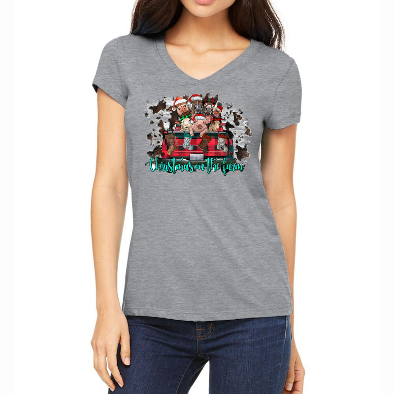 Christmas On The Farm Merry Christmas Farm Animals Western Tank Top Women's V-Neck T-Shirt by cm-arts | Artistshot