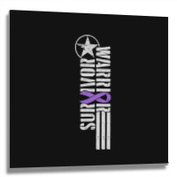 Domestic Violence Survivor - Purple Military-style Awareness Ribbon Metal Print Square | Artistshot