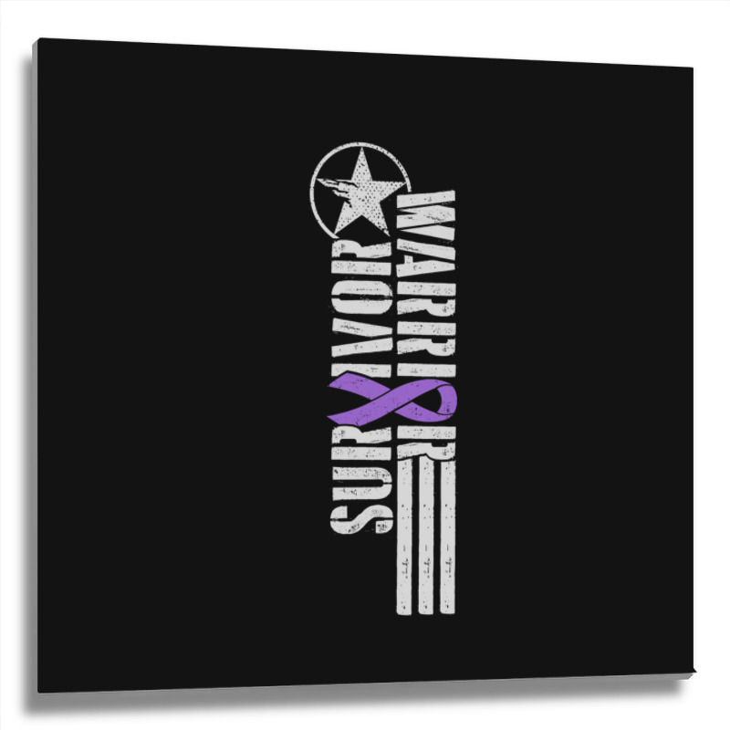 Domestic Violence Survivor - Purple Military-style Awareness Ribbon Metal Print Square | Artistshot