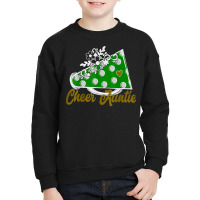 Cheer Auntie Shirt, Green Megaphone Heart Flower Accent T Shirt Youth Sweatshirt | Artistshot