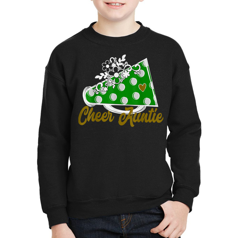 Cheer Auntie Shirt, Green Megaphone Heart Flower Accent T Shirt Youth Sweatshirt by hankeajrippleex5 | Artistshot