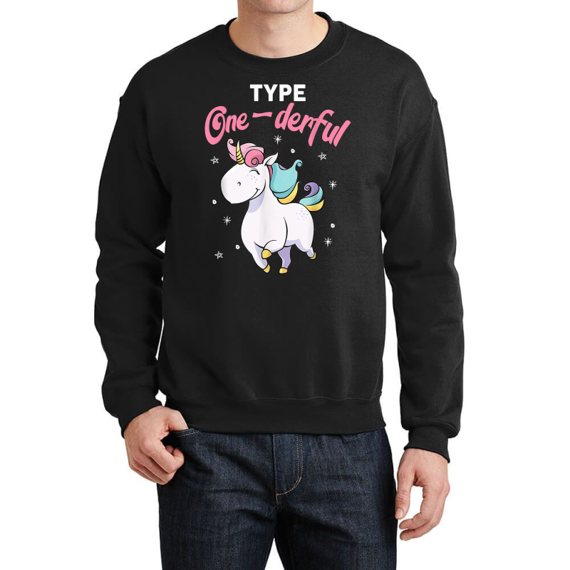 Type Onederful Shirt Type 1 Diabetes Awareness Unicorn T Shirt Crewneck Sweatshirt by cm-arts | Artistshot