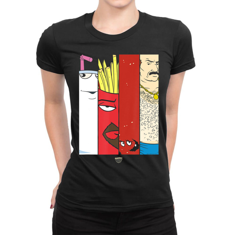 Aqua Teen Hunger Force Group Tiles Dark Ladies Fitted T-Shirt by cm-arts | Artistshot