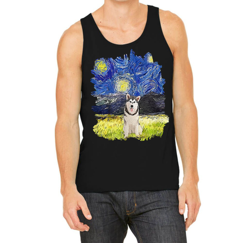 Starry Night Impressionist   Dog Art Alaskan Malamute T Shirt Tank Top | Artistshot