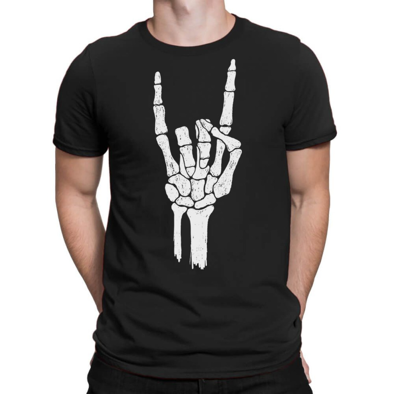 Skeleton Hand Devil Horns Rock Hand Gesture T-Shirt by cm-arts | Artistshot