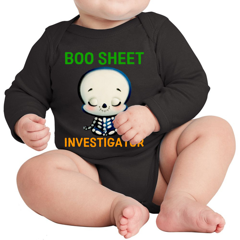 Boo Sheet Investigator Halloween Men Long Sleeve Baby Bodysuit by CRV | Artistshot