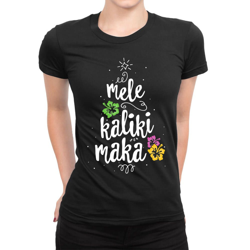 Mele Kalikimaka Christmas Tree Hawaiian Hawaii Xmas Ladies Fitted T-Shirt by cm-arts | Artistshot