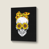 Skull Sunflower, Skull Sunflower Vintage, Skull Sunflower Art, Skull S Portrait Canvas Print | Artistshot