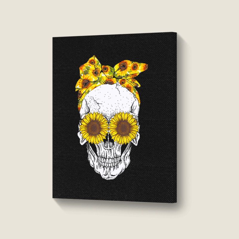 Skull Sunflower, Skull Sunflower Vintage, Skull Sunflower Art, Skull S Portrait Canvas Print | Artistshot