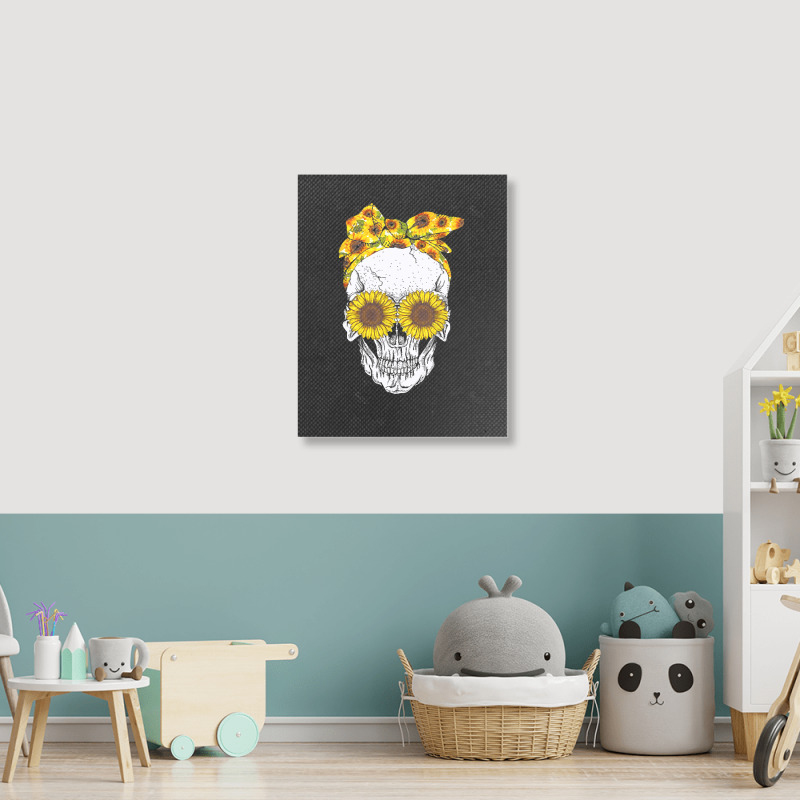 Skull Sunflower, Skull Sunflower Vintage, Skull Sunflower Art, Skull S Portrait Canvas Print | Artistshot