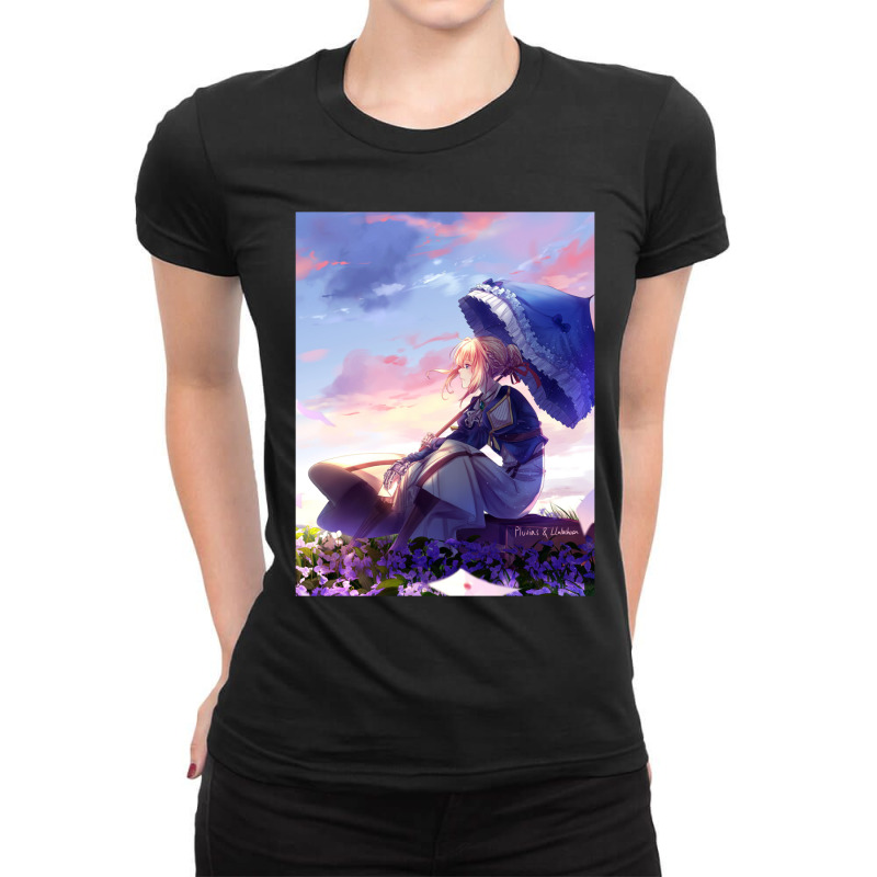 Violet Evergarden Kimi No Na Wa Violet Evergarden Parasol Violet Everg Ladies Fitted T-Shirt by JESUSELIZALDE | Artistshot