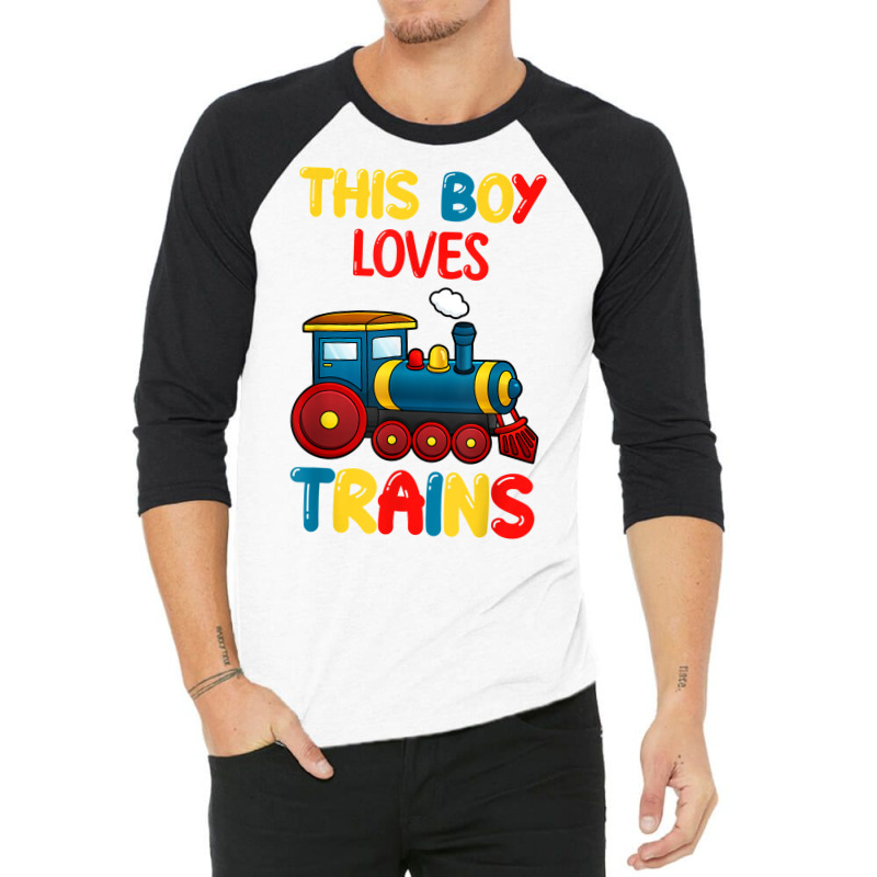 This Boy Loves Trains Locomotives And Wagon! Kid Boys Train T Shirt 3/4 Sleeve Shirt by cm-arts | Artistshot