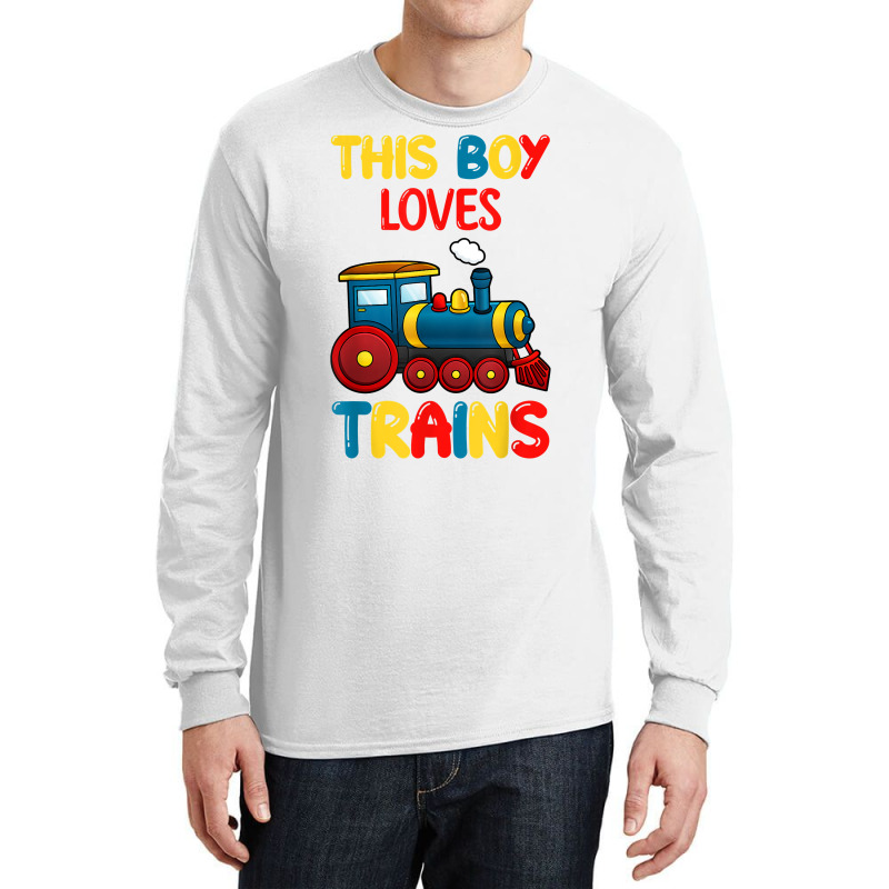 This Boy Loves Trains Locomotives And Wagon! Kid Boys Train T Shirt Long Sleeve Shirts by cm-arts | Artistshot