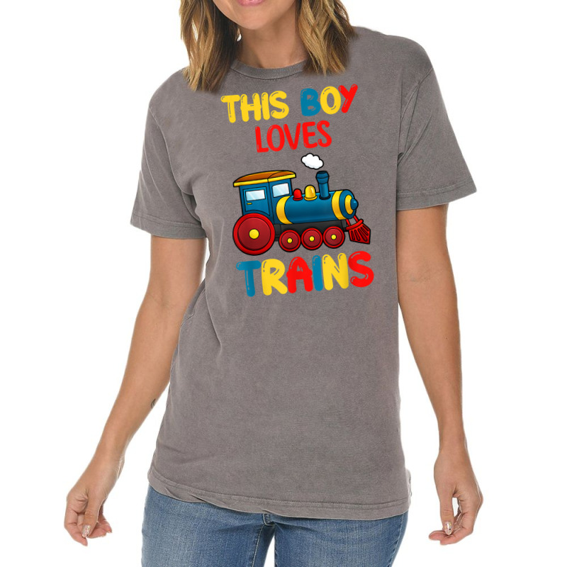 This Boy Loves Trains Locomotives And Wagon! Kid Boys Train T Shirt Vintage T-Shirt by cm-arts | Artistshot