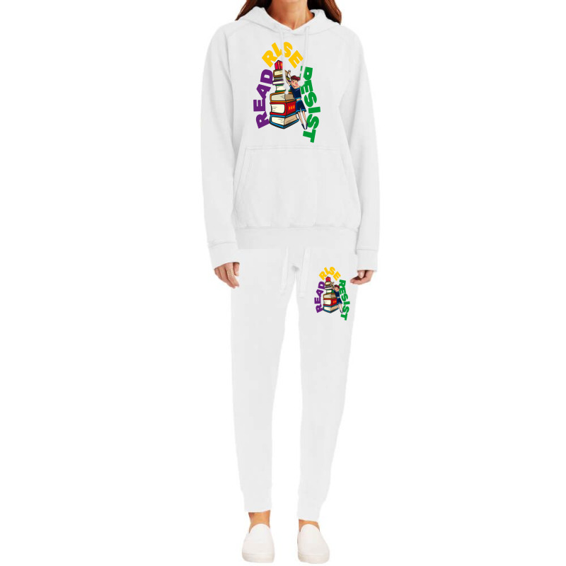 Read Rise Resist Girl With Books Hoodie & Jogger Set | Artistshot