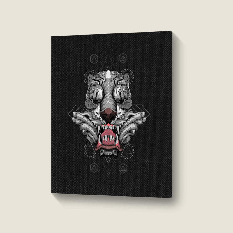 Tiger Head Vector Illustration, Tiger's Ferocious Head, Tiger's Fearso Portrait Canvas Print | Artistshot