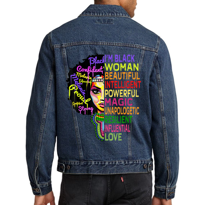 I Am Black History Month Woman Black Girl Magic Melanin Men Denim Jacket by laughingtuy | Artistshot