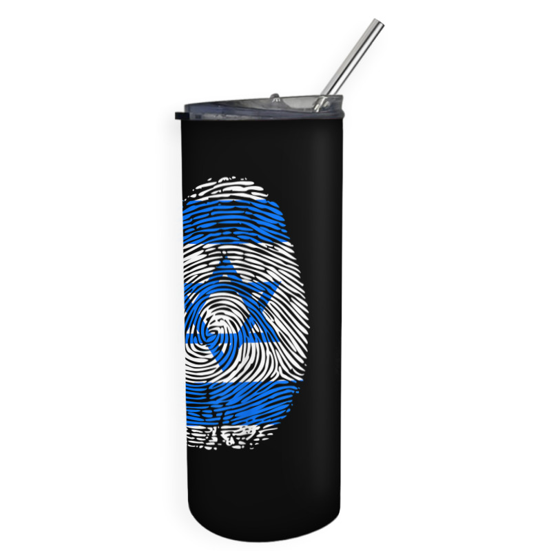 Fingerprint Dna Biometry Israel Flag T Shirt Skinny Tumbler by cm-arts | Artistshot