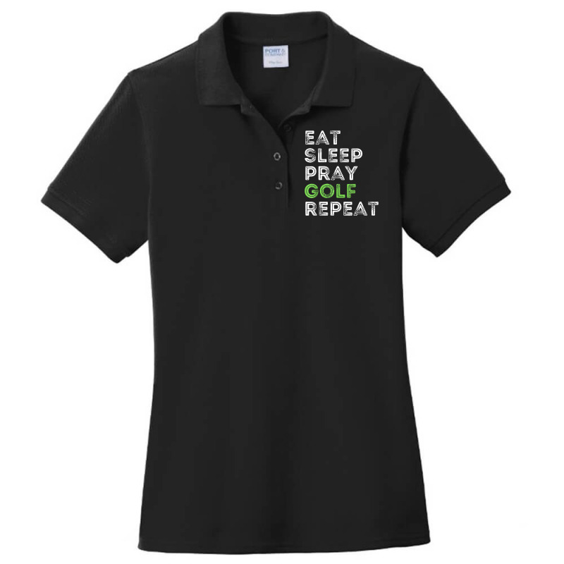 Funny Golf Preacher Pastor Eat Sleep Pray Golf Repeat Ladies Polo Shirt by Sombre | Artistshot