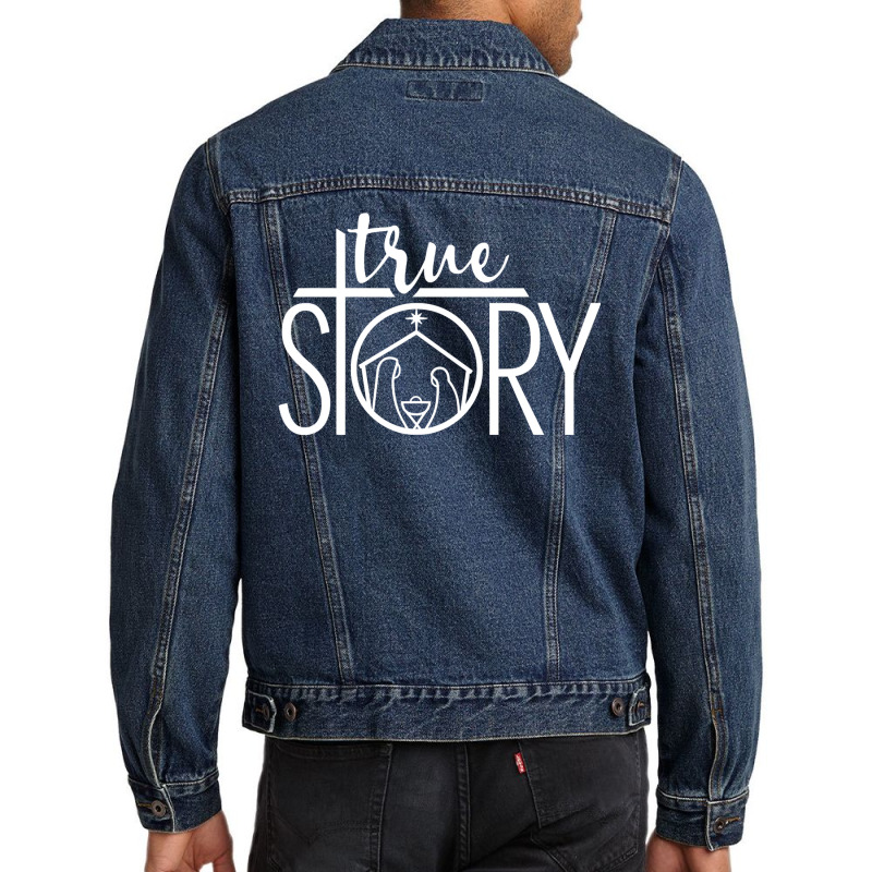 Christian True Story Christmas Nativity Baby Jesus Christian Christmas Men Denim Jacket by coolquirrell | Artistshot