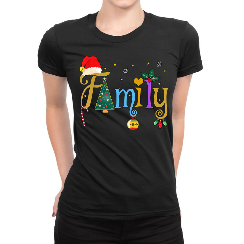 Family Letters Christmas Style Love My Family Christmas T Shirt Ladies Fitted T-Shirt by cm-arts | Artistshot