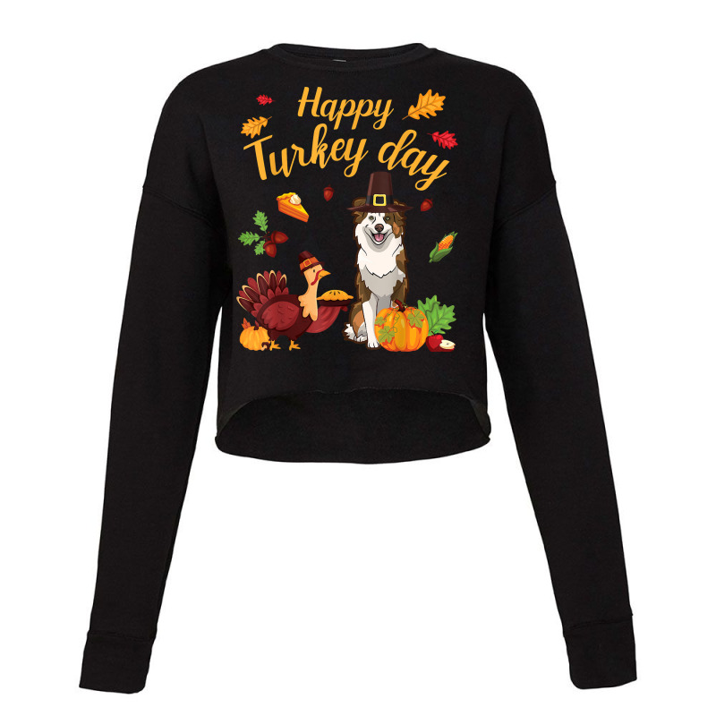 Australian Shepherd Dog Dancing Pie Pumpkin Happy Turkey Day T Shirt Cropped Sweater by hudizhowav | Artistshot