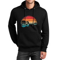 Retro Acoustic Guitar Lake Sunset Guitarist Music Lover Unisex Hoodie | Artistshot