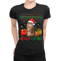 Merry Catmas Cat Ugly Christmas Siberian Cat Mom Dad Raglan Baseball T Ladies Fitted T-shirt | Artistshot