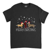 Dachshund Merry Christmas Cute Plaid Leopard Doxie Dog X-mas Classic T-shirt | Artistshot