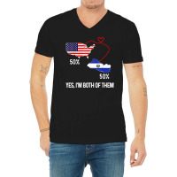 Half American Half El Salvador Flag Combined Map Salvadorian T Shirt V-neck Tee | Artistshot