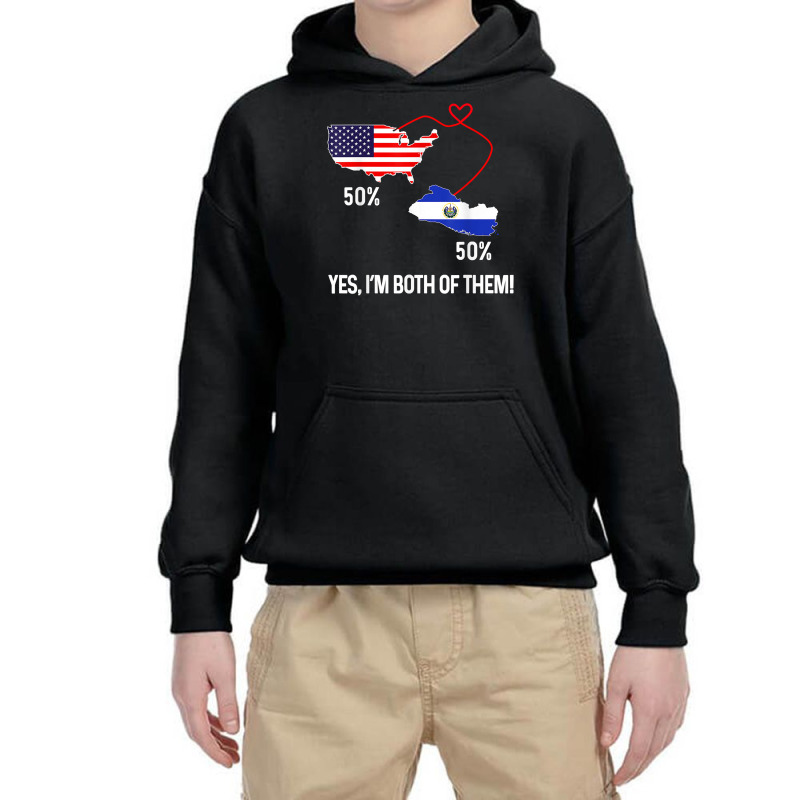 Half American Half El Salvador Flag Combined Map Salvadorian T Shirt Youth Hoodie by cm-arts | Artistshot