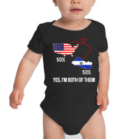 Half American Half El Salvador Flag Combined Map Salvadorian T Shirt Baby Bodysuit | Artistshot