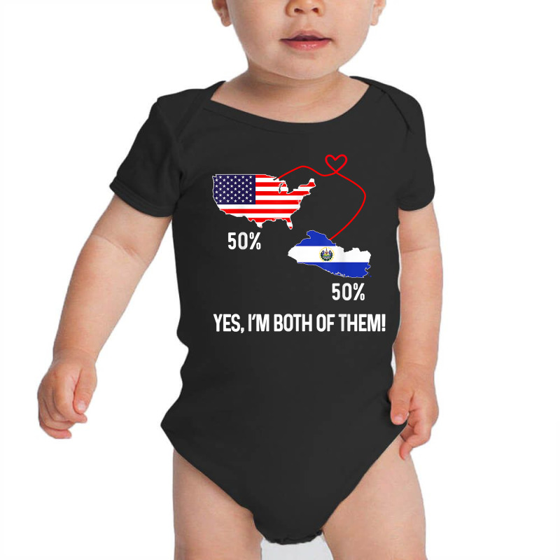 Half American Half El Salvador Flag Combined Map Salvadorian T Shirt Baby Bodysuit by cm-arts | Artistshot